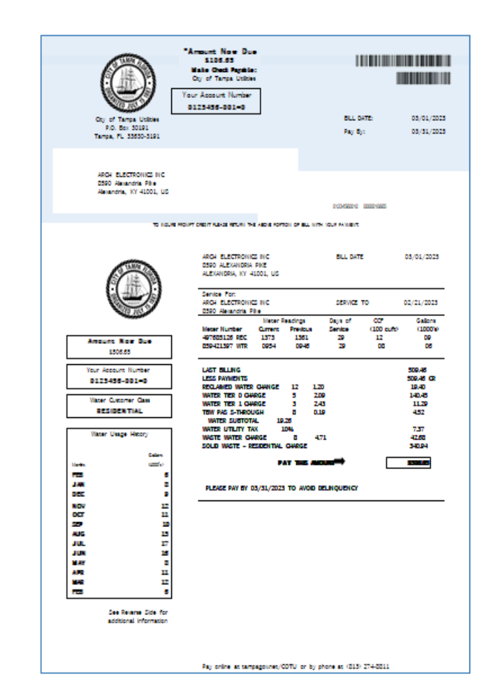 Florida water utility business bill, SCR PSD template